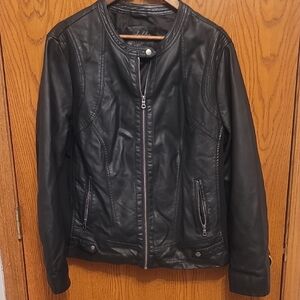 Sebby XXL Black Leather Look Jacket for Women